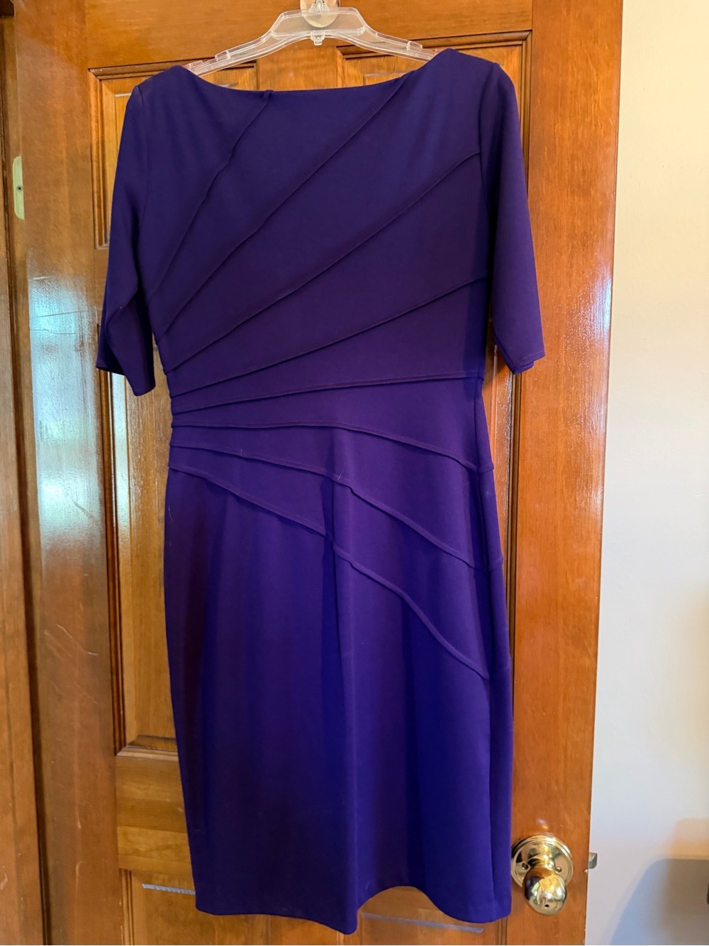 Maggy London Deep Purple Pleated Midi Dress
